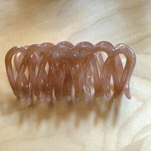 Claw Hair Clip, Medium, Hinged Closure, Caramel Tan
